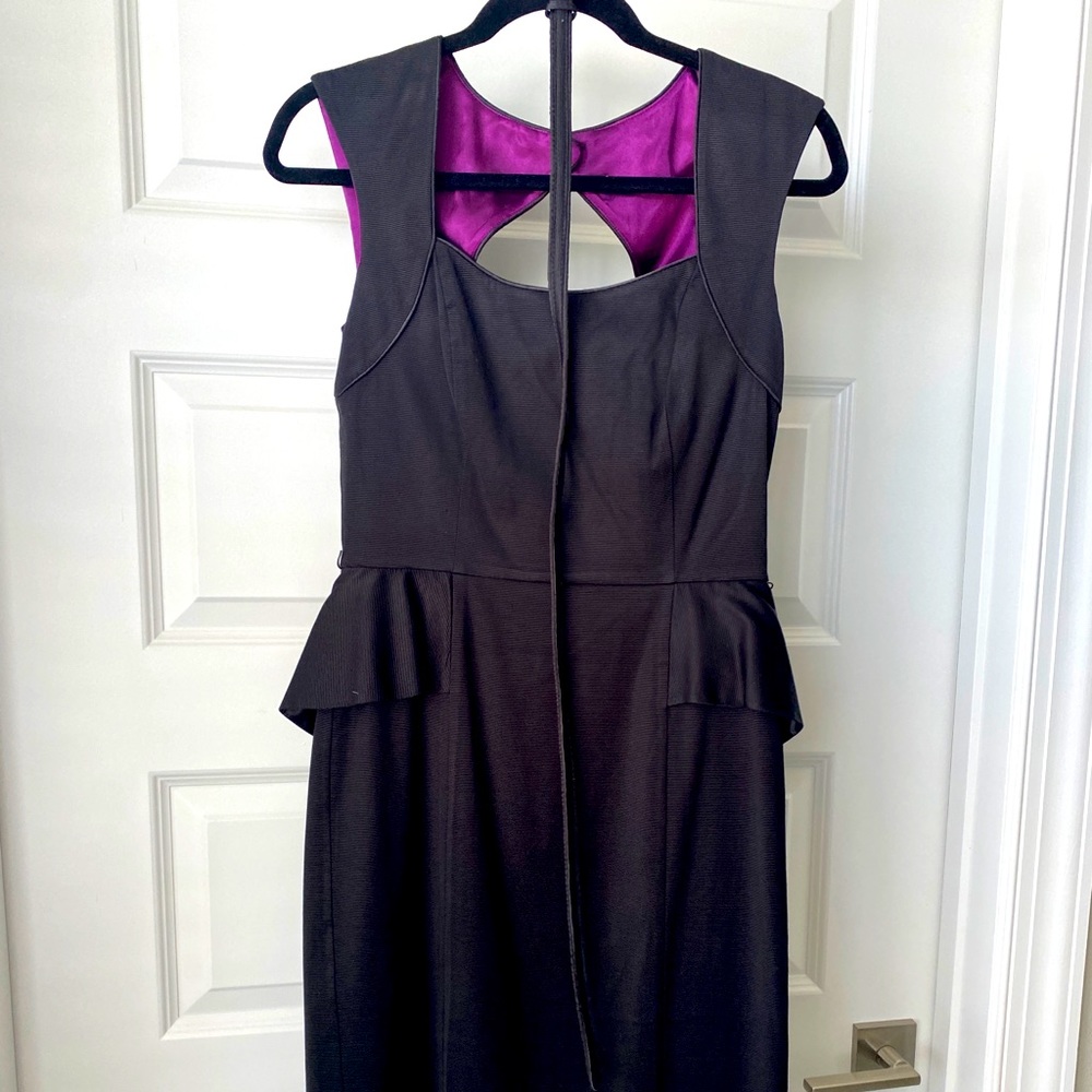 Like New WHBM Black Peplum Midi Shift Dress
